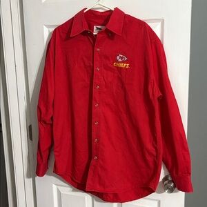 Kansas City Chiefs Men’s Red Long Sleeve Button Down Shirt Size Large